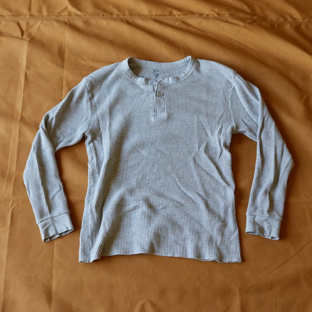 waffle knit long sleeve thermal henley